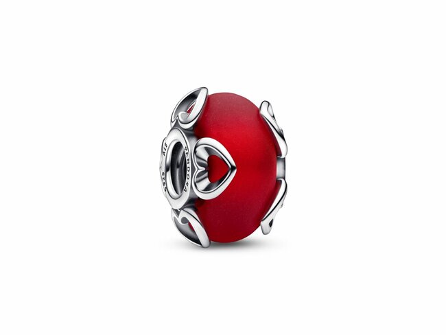 Pandora | Charm | Verre de Murano Rouge Givré & Cœurs | 792497C01