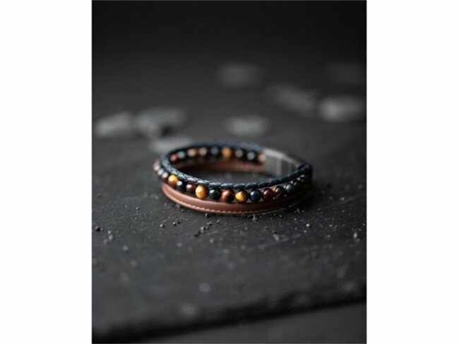 GEMINI | Bracelet | Triple 3 Colours | Oeil de Tigre | 6mm | TR4 GEMINI | Bracelet | Triple 3 Colours | Oeil de Tigre | 6mm | TR4