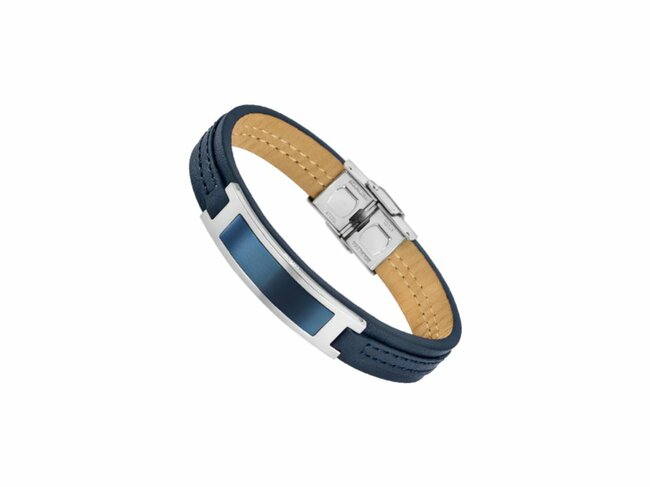 Lotus Style | Bracelet | Acier | Cuir Bleu | LS1808/2/3