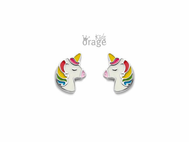 Orage Kids | Boucles d'Oreilles | Argent | Licorne Multicolore | K2625