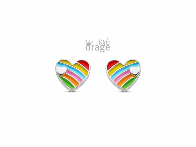 Orage Kids | Boucles d'Oreilles | Argent | Coeur | Multicolore | K2529