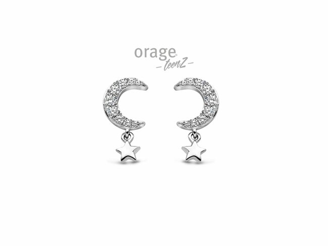 Orage Kids Tee | Boucles d'Oreilles | Argent | Oxyde de Zirconium | Lune Etoile | T610