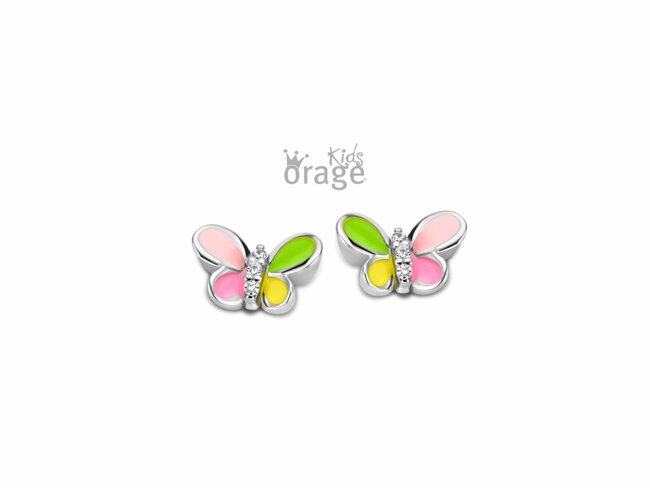 Orage Kids | Boucles d'Oreilles | Argent | Papillon | Multicolore | K2512