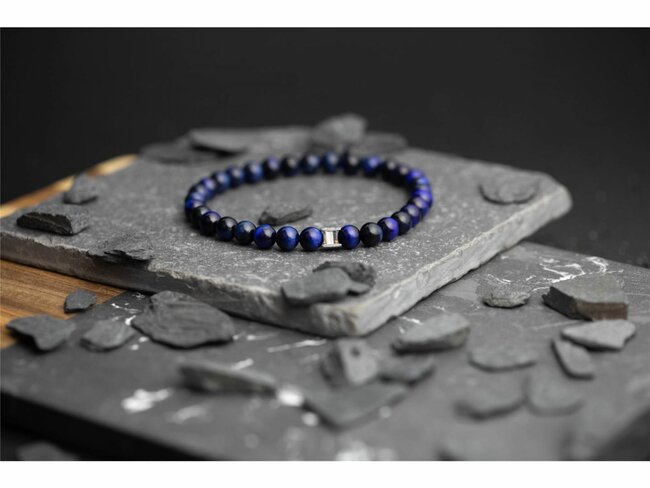 GEMINI | Bracelet | Gem Dark Blue | Oeil de Tigre | 6mm | GSIX2