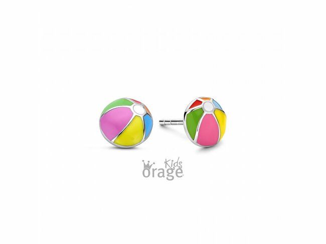 Orage Kids | Boucles d'Oreilles | Argent | Ballon de Plage | Multicolore | K2725