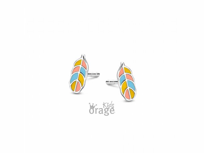 Orage Kids | Boucles d'Oreilles | Argent | Plumes | Multicolore | K2726