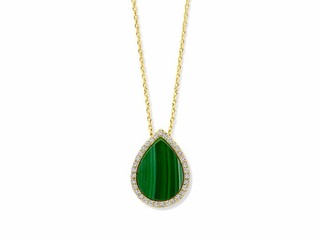 Naiomy Silver | Collier | Plaqué Or | Oxyde de Zirconium | Malachite | N4C52