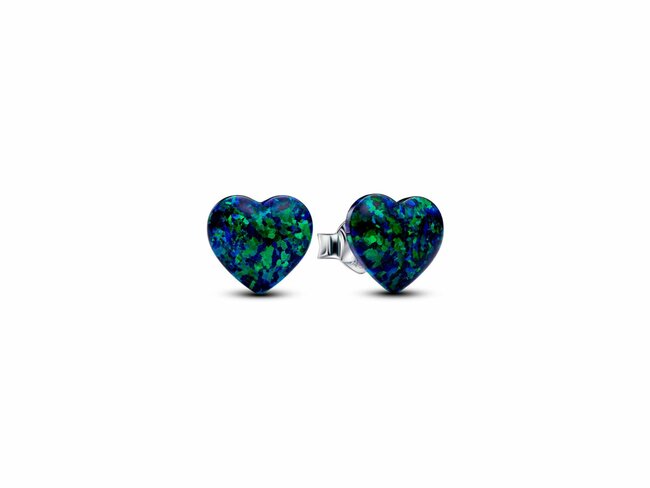 Pandora | Boucles d'Oreilles | Coeur Vert Opalescent | 293356C01