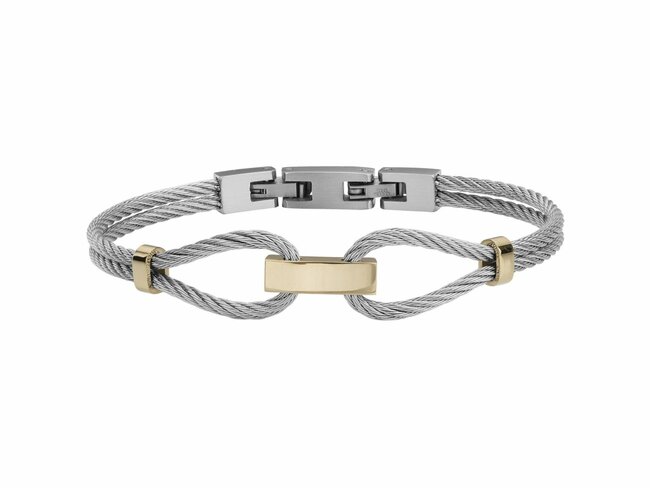 Phebus | Bracelet | Câble | Acier Inoxydable | Bicolore Pvd Jaune | 55x65mm |35-1188