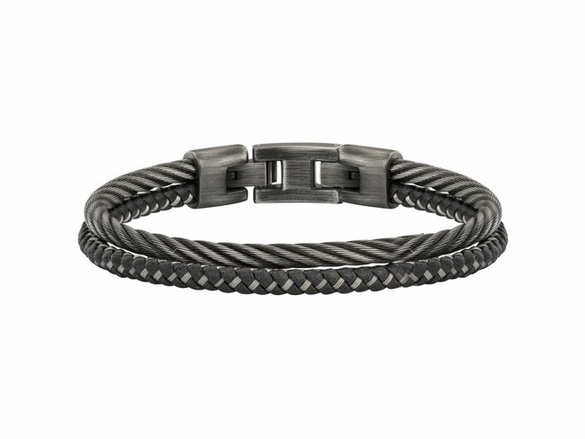 Phebus | Bracelet | Double Câble | Acier Inoxydable | Vintage | Noir | 50x60|35-1186