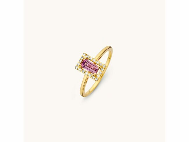 Diamanti PT 14K | Bague | Or Jaune |  Tourmaline Rose | 20 Diamants | M1626