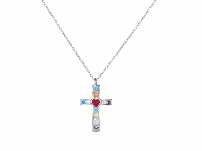 Loumya Teens | Collier | Argent | Multicolore | Croix | 9114792