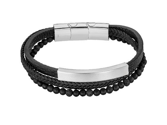 Lotus Style | Bracelet | Acier Inoxydable | Cuir Noir | LS2406/2/1