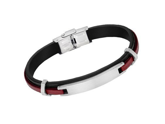 Lotus Style | Bracelet | Acier Inoxydable | Cuir Noir & Rouge | LS2400/2/3