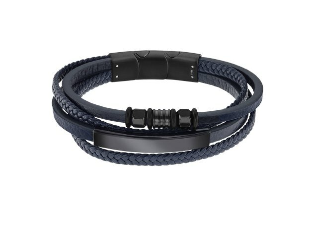 Lotus Style | Bracelet | Acier Inoxydable | Cuir Bleu | LS2407/2/1