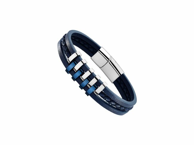 Lotus Style | Bracelet | Acier Inoxydable | Cuir Bleu | LS1838/2/2