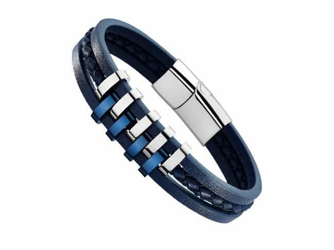 Lotus Style | Bracelet | Acier Inoxydable | Cuir Bleu | LS1838/2/2