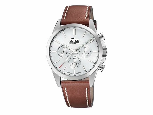 Lotus | Homme | Quartz | Chrono | Cuir Marron | Blanc | 41mm | 18990/1