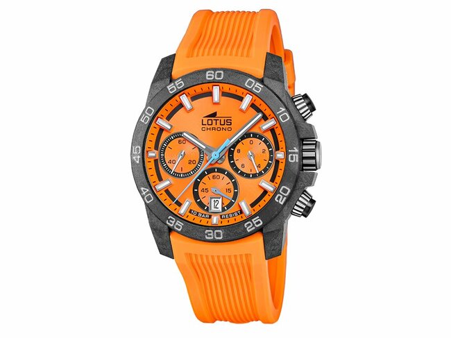 Lotus | Homme | Quartz | Chrono | Fibre de Carbone |Silicone Orange| 44mm | 18974/6