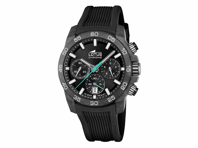 Lotus | Homme | Quartz | Chrono | Fibre de Carbone | Silicone Noir | 44mm | 18974/3