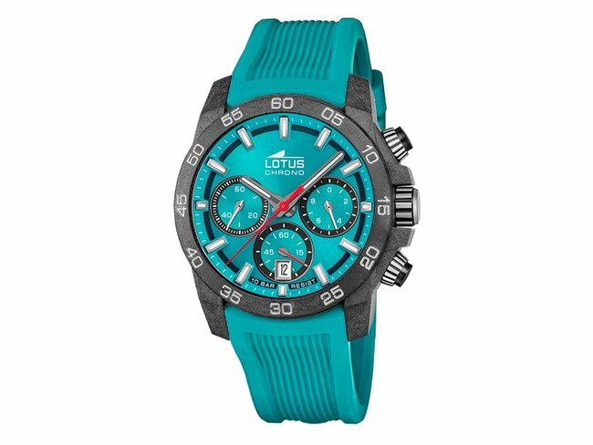 Lotus | Homme | Quartz | Chrono | Fibre de Carbone | Sili Turquoise |44mm | 18974/4