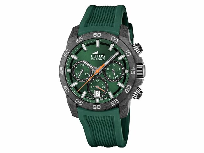 Lotus | Homme | Quartz | Chrono | Fibre de Carbone | Silicone Vert | 44mm | 18974/2