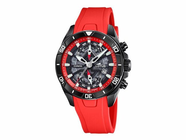 Lotus | Homme | Vortex | Quartz | Chrono | Silicone | Rouge | 44mm | 18945/5