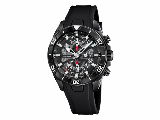 Lotus | Homme | Vortex | Quartz | Chrono | Silicone | Noir | 44mm | 18945/6