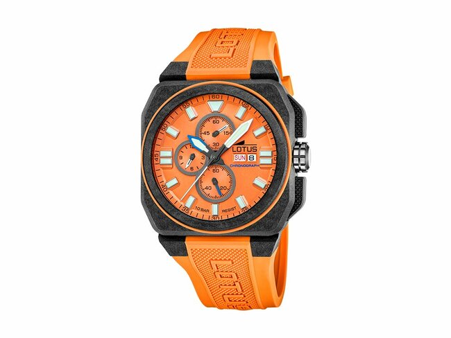 Lotus | Homme | Quartz | Chrono | Fibre de Carbone | Sili Orange | 45mm | 18976/6