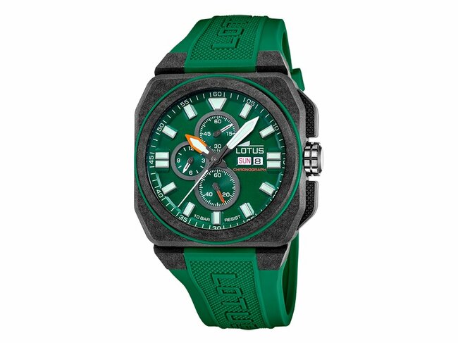 Lotus | Homme | Quartz | Chrono | Fibre de Carbone | Silicone Vert | 45mm | 18976/2