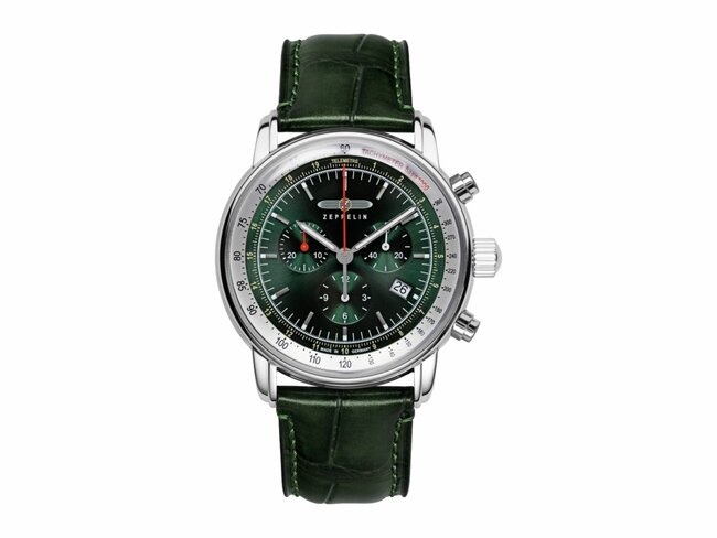 Zeppelin | Homme | Quartz | LZ14 Marine | Chrono | Cuir Vert | Vert | 42mm | 8888-4