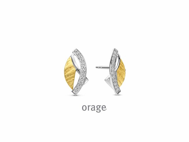 Orage | Boucles d'Oreilles | argent Bicolore | Oxyde de Zirconium | BA078