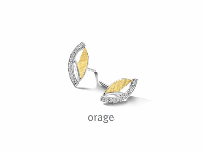 Orage | Boucles d'Oreilles | argent Bicolore | Oxyde de Zirconium | BA078