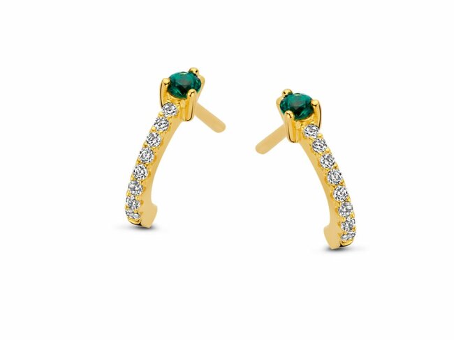 Naiomy Silver | Boucles d'Oreilles | Plaqué Or | Verte | N4V56