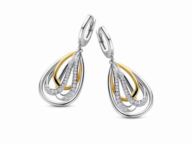 Naiomy Silver | Boucles d'Oreilles | Créoles | Bicolore | Oxyde de Zirconium | N4O68