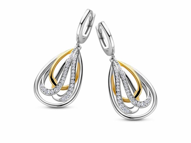 Naiomy Silver | Boucles d'Oreilles | Créoles | Bicolore | Oxyde de Zirconium | N4O68