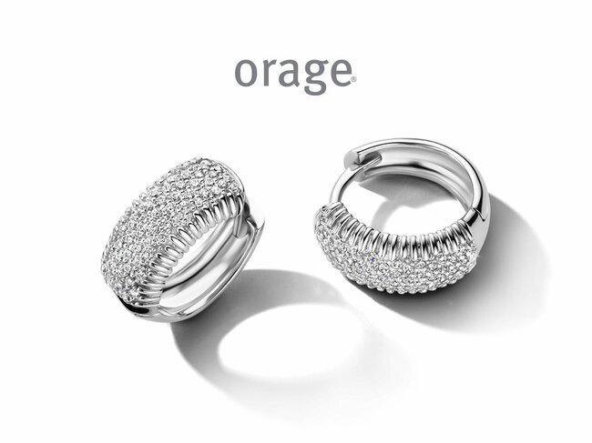 Orage | Boucles d'Oreilles | Créoles | Argent | Oxyde de Zirconium | 14mm | BA022