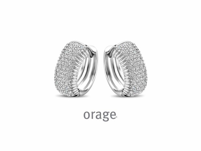 Orage | Boucles d'Oreilles | Créoles | Argent | Oxyde de Zirconium | 14mm | BA022