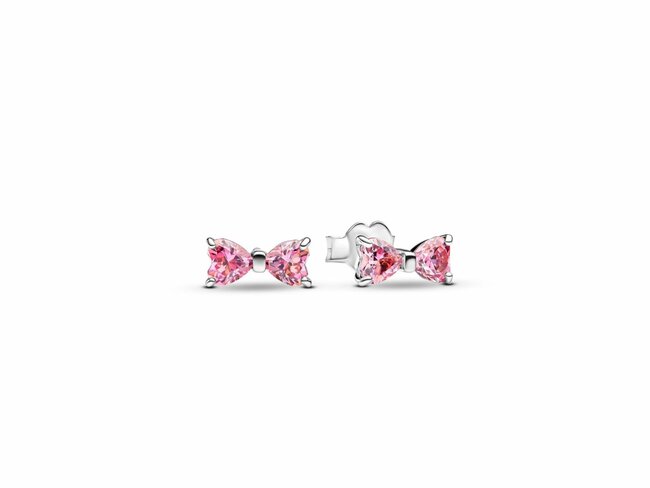 Pandora | Boucles d'Oreilles | Noeud Rose Scintillant | 293505C01