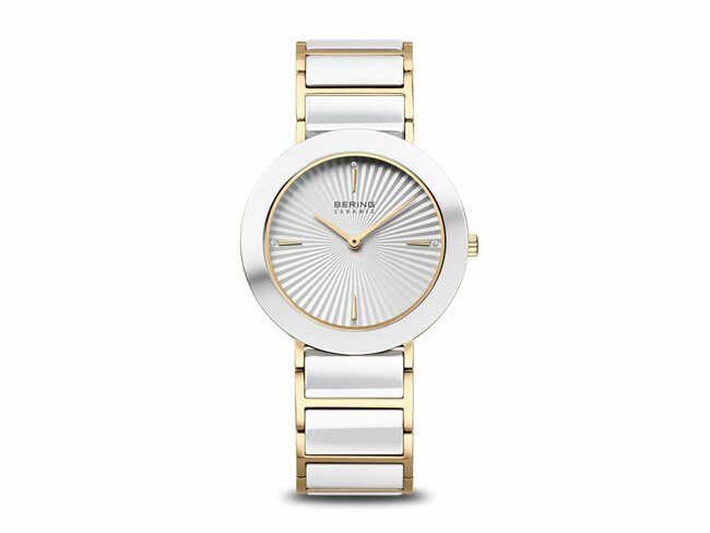 Bering | Femme | Quartz | Céramique | Blanc | Doré | Ultra Slim | 34mm | 11435-758