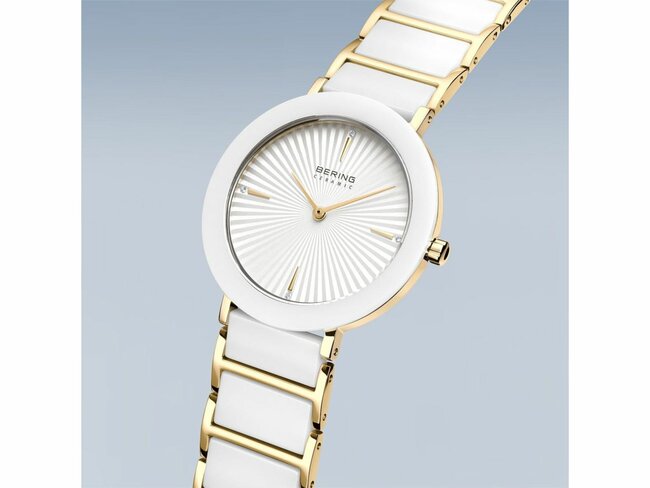 Bering | Femme | Quartz | Céramique | Blanc | Doré | Ultra Slim | 34mm | 11435-758