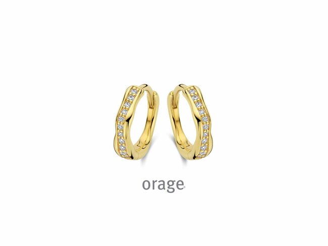 Orage | Boucles d'Oreilles | Créoles | Plaqué Or | Oxyde de Zirconium | 13mm|O/6005