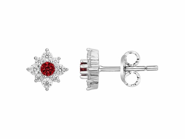 Loumya Silver | Boucles d'Oreilles | Argent | Oxyde de Zirconium | Rouge | 70400574