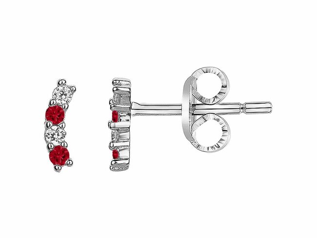 Loumya Silver | Boucles d'Oreilles | Argent | Oxyde de Zirconium | Rouge | 70400623