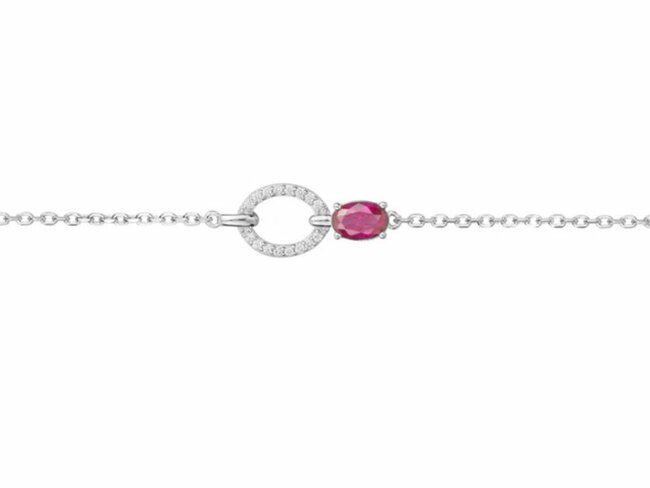 Loumya Silver | Bracelet | Argent | Oxyde de Zirconium |Spinelle Synthétique Rouge|70300221