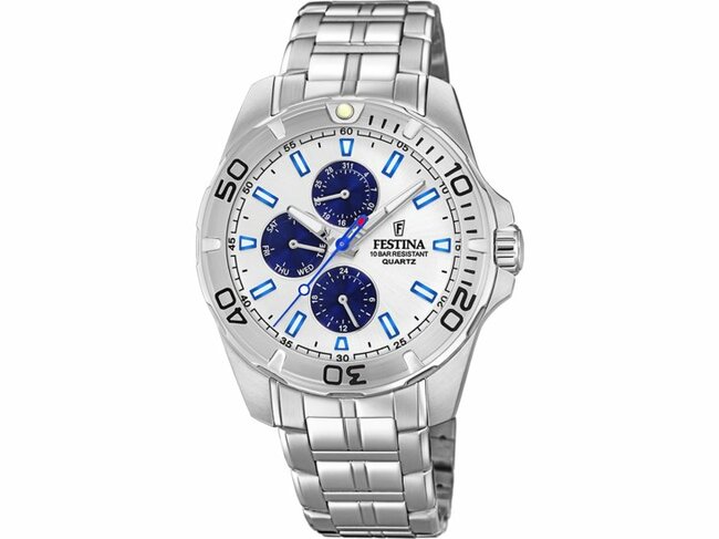 Festina | Homme | Quartz | Multifonction | Acier Inoxydable | ø43mm | Blanc |F20445/1