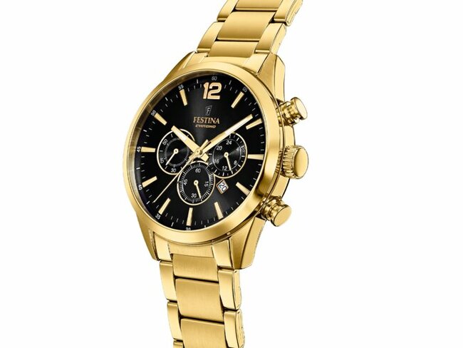 Festina | Homme | Quartz | Chrono | Acier Inoxydable Doré | Noir | F20633/3