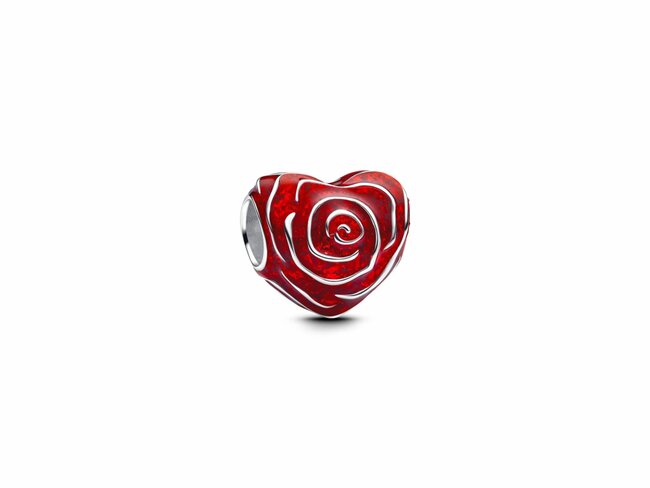 Pandora | Charms | Coeur rose | Email rouge | Argent | 793673C01