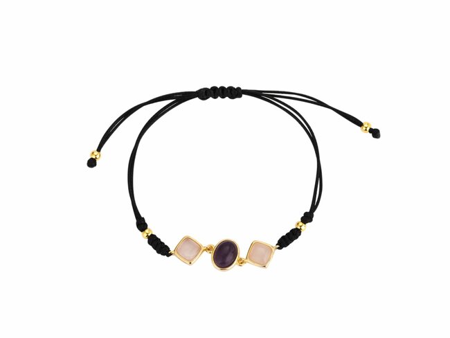 Lavida Pierres Nat | Bracelet Corde | Pierres Naturelles | Plaqué Or | 9118539