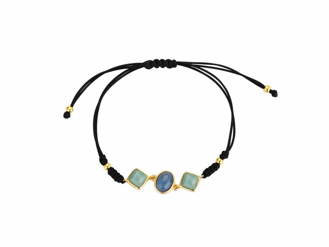 Lavida Pierres Nat | Bracelet Corde | Pierres Naturelles | Plaqué Or | 9118538